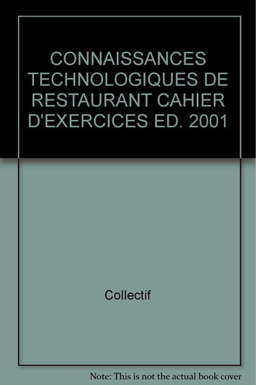 Cahier d'exercices en restaurant. CAP-BEP