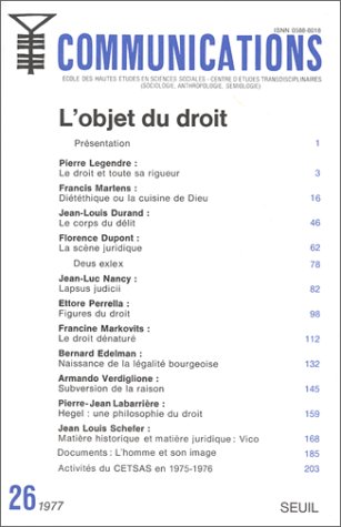 Communications, n° 26, L'Objet du droit