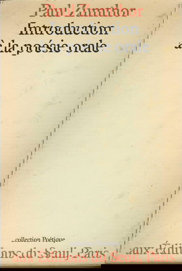 Introduction à la poésie orale