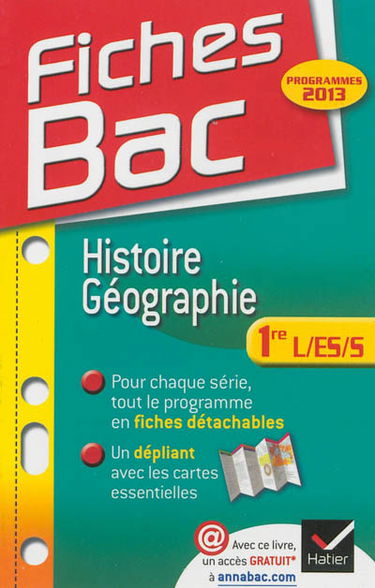 Histoire géographie 1re L, ES, S : programmes 2013