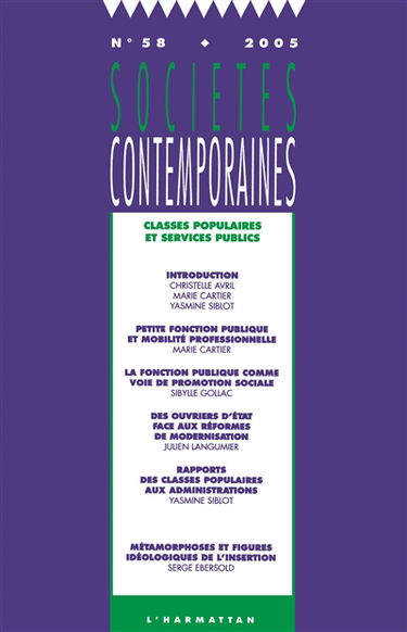 Sociétés contemporaines, n° 58. Classes populaires et services publics