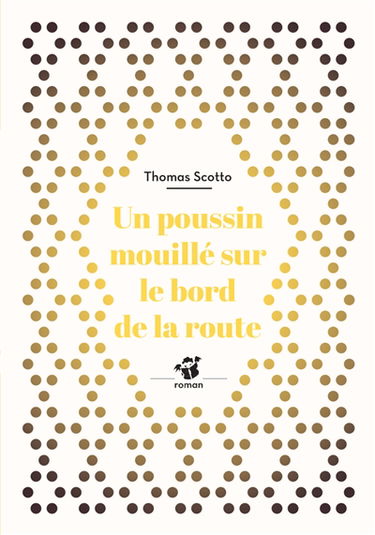 Un poussin mouillé sur le bord de la route