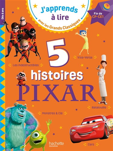 Couverture de 5 histoires Pixar : fin de CP, CE1 par Disney.Pixar