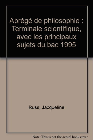 Abrégé de philosophie, terminales scientifiques