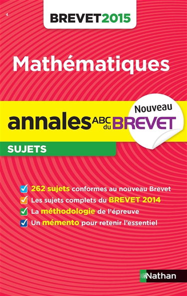 Mathématiques 3e : brevet 2015