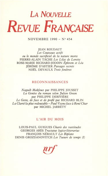 Nouvelle revue française, n° 454