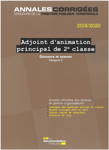 Adjoint d'animation principal de 2e classe : concours et examen, 2019-2020 : concours externe, interne, 3e concours, examen d'avancement de grade catégorie C