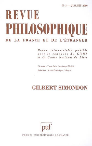 Revue philosophique, n° 3 (2006). Gilbert Simondon