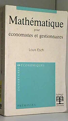 Mathématiques pour économistes et gestionnaires