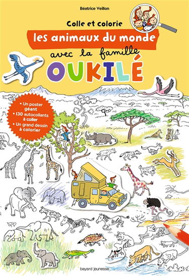 Colle et colorie les animaux du monde avec la famille Oukilé