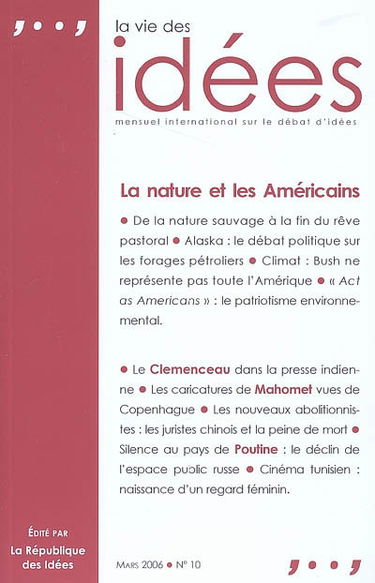 Vie des idées (La), n° 10. La nature et les Américains