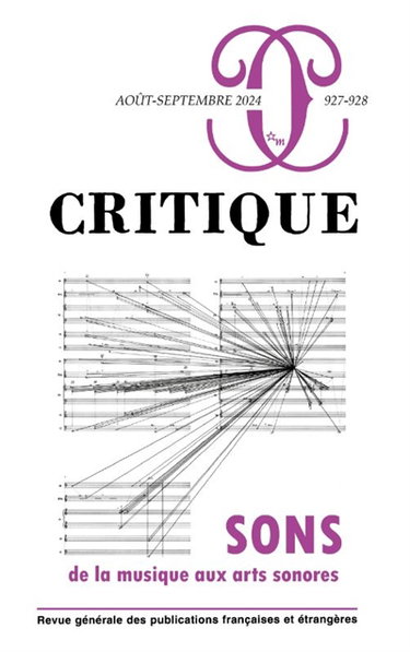 Couverture de Critique, n° 927-928. Sons : de la musique aux arts sonores