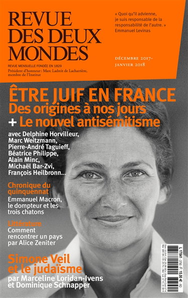 Couverture de Revue des deux mondes, n° 12 (2017)-1 (2018). Etre Juif en France