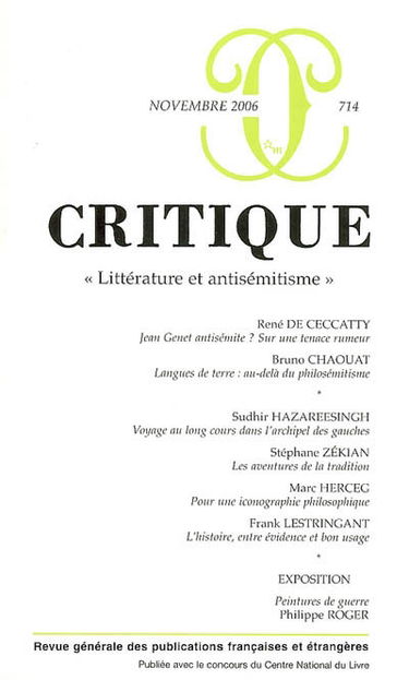 Critique, n° 714. Littérature et antisémitisme