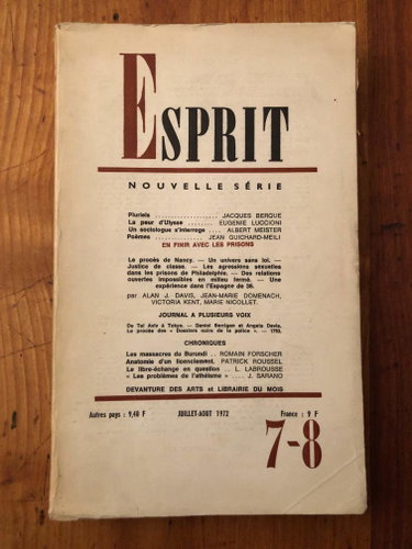 Couverture de Revue Esprit Juillet-Aout 1972, En finir avec les prisons