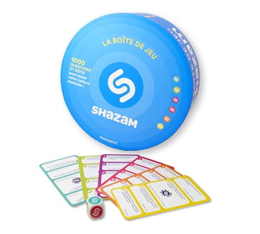 Couverture de La boîte de jeu Shazam : 1.000 questions et défis pour tester votre culture musicale !