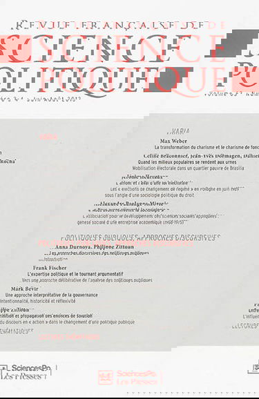 Revue française de science politique, n° 63-3. Politiques publiques, approches discursives