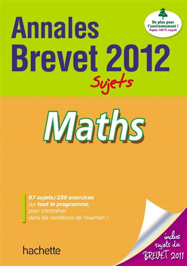 Maths : annales brevet 2012, sujets