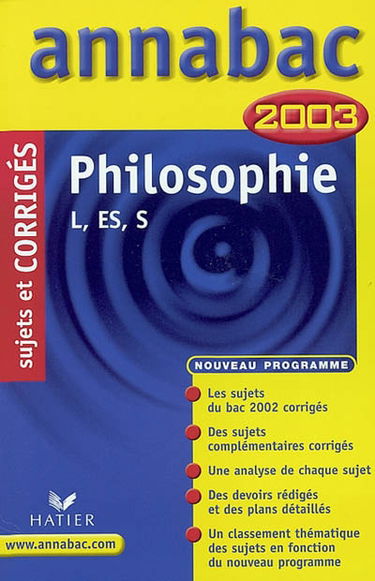 Philosophie, L, ES, S : 2003