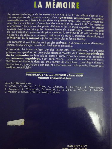 La mémoire : neuropsychologie clinique et modèles cognitifs : séminaire Jean-Louis Signoret