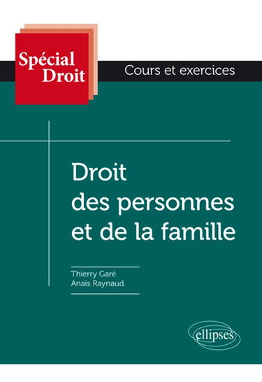 Couverture de Droit des personnes et de la famille