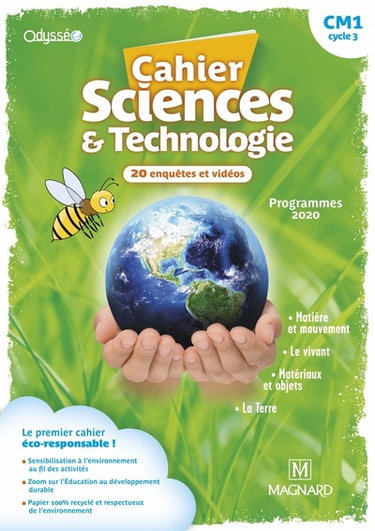 Couverture de Cahier sciences & technologie CM1, cycle 3 : 20 enquêtes et vidéos : programmes 2020