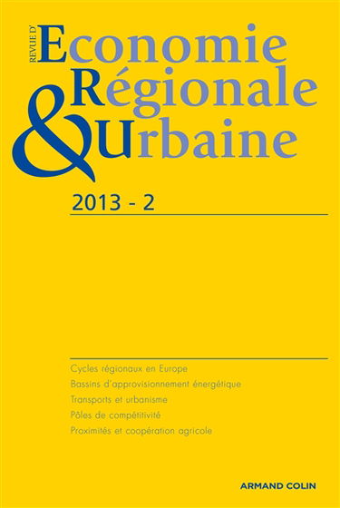 Revue d'économie régionale et urbaine, n° 2 (2013)