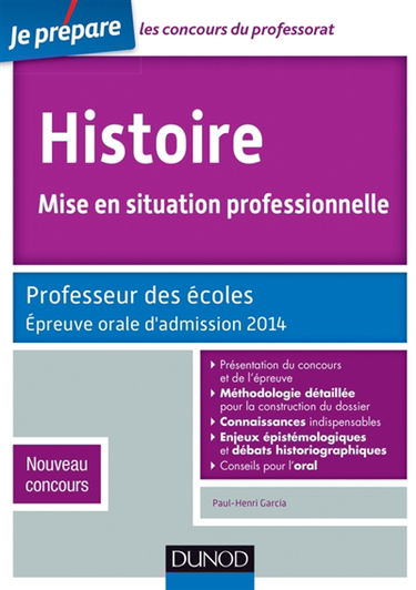 Histoire, mise en situation professionnelle : professeur des écoles : épreuve orale d'admission 2014, nouveau concours