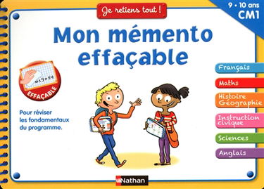 Mon mémento effaçable CM1, 9-10 ans : pour réviser les fondamentaux du programme