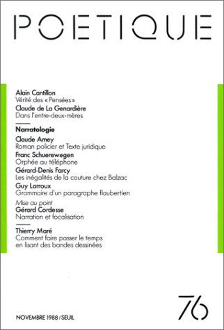 Poétique, numéro 76 novembre 1988