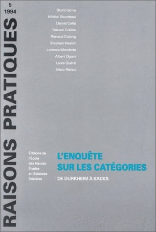 Couverture de L'enquête sur les catégories : de Durkheim à Sacks