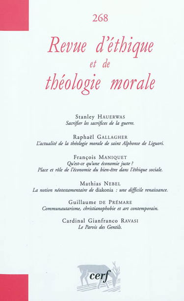 Revue d'éthique et de théologie morale, n° 268