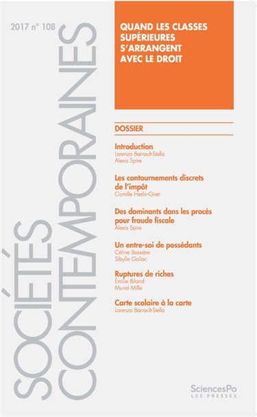 Couverture de Sociétés contemporaines, n° 108. Quand les classes supérieures s'arrangent avec le droit