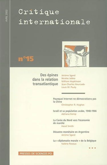 Critique internationale, n° 15