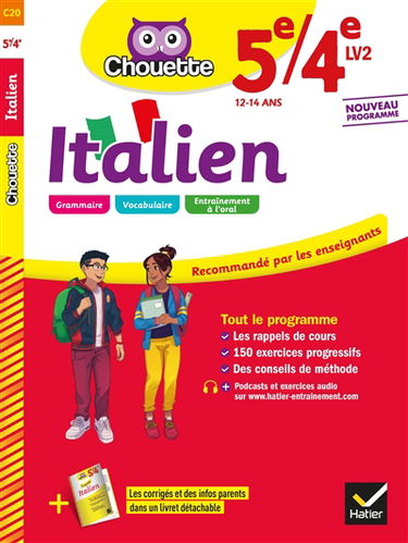 Italien 5e, 4e, LV2, 12-14 ans : nouveau programme