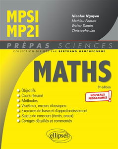 Maths MPSI, MP2I : nouveaux programmes