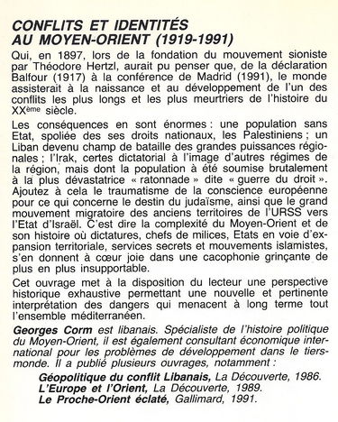 Conflits et identités au Moyen-Orient : 1919-1991