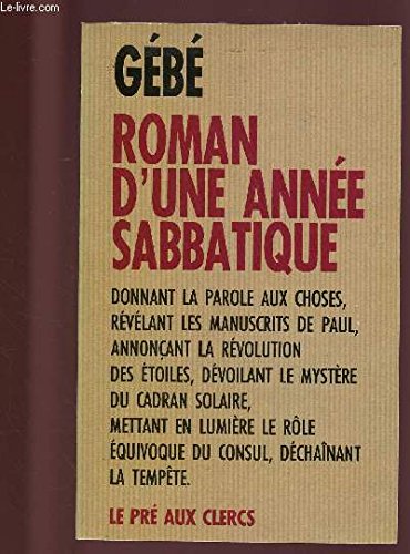 Couverture de Roman d'une année sabbatique par Gébé