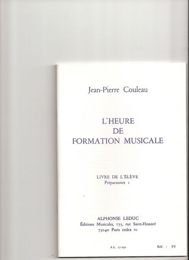 Couleau: heure de formation musicale preparatoire 1/livre de l'eleve