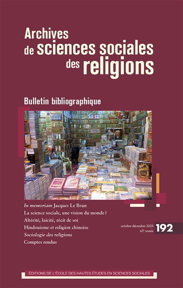 Archives de sciences sociales des religions, n° 192. Bulletin bibliographique