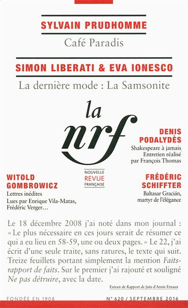 Nouvelle revue française, n° 620