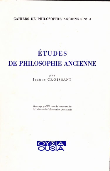 Couverture de Cahiers de philosophie ancienne, n° 4. Etudes de philosophie ancienne