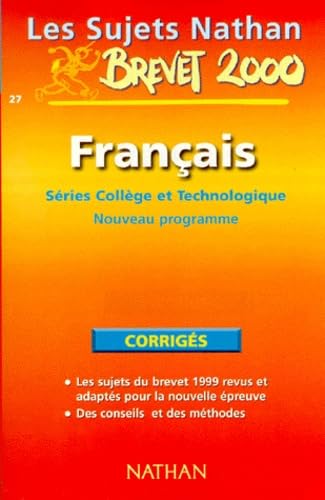 Français, série collège et technologique, brevet 2000