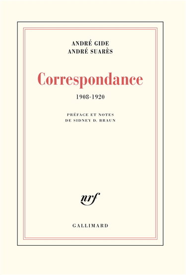 Couverture de Correspondance avec André Suarès 1908-1920 par André Gide