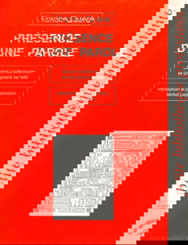 Presence D'Une Parole. Quatre Conferences Et Une Priere De Fete