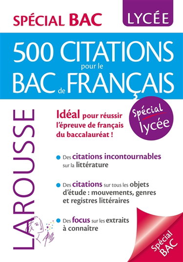 Couverture de 500 citations pour le bac de français : spécial lycée
