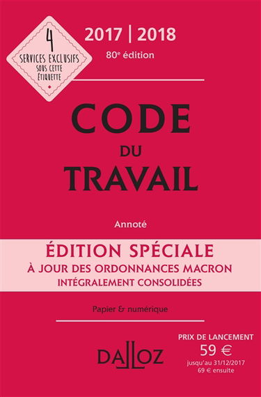 Code du travail 2017-2018 : annoté