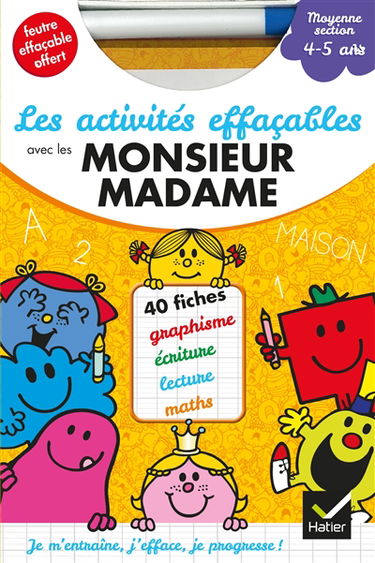 Les activités effaçables avec les Monsieur Madame : moyenne section, 4-5 ans