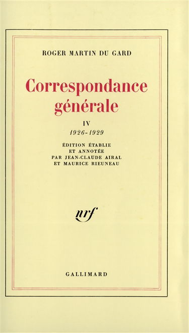Correspondance générale. Vol. 4. 1926-1929