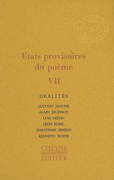 Etats provisoires du poème. Vol. 7